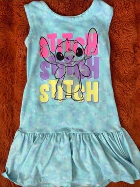 Disney Girls' Light Teal Tie-Dye Nightgown with Bright Graphic